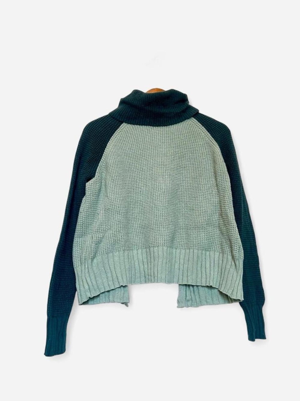 Madewell Two-Tone Turtleneck Knit Sweater - Sage & Teal